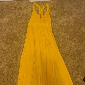 Yellow maxi dress with cute crochet styled straps